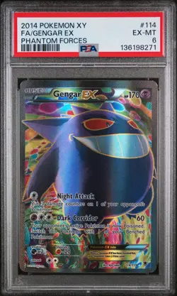 2014 POKEMON XY PHANTOM FORCES #114 FULL ART/GENGAR EX PSA 6 - Image 1