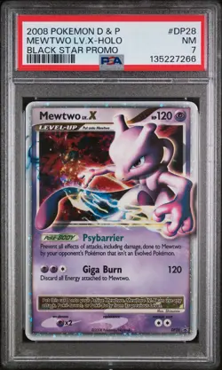 Mewtwo Lv.X-Holo Pokemon Diamond & Pearl Black Star Promo DP28 PSA 7 - Image 1