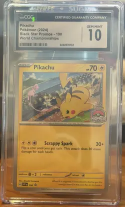 Pikachu World Championships 2024 Promo #190 CGC 10 GEM MINT - Pokemon Black Star - Image 1