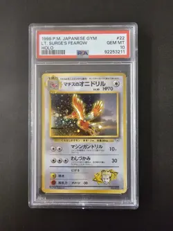 1998 Pokemon Japanese Gym Heroes (Leaders Stadium) Lt Surge's Fearow PSA 10 - Image 1
