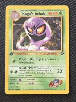 Pokemon TCG Koga's Arbok Card Gym Challenge Rare 1st Edition 25/132 - Image 1