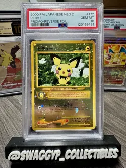 ◓Pichu #172 Neo File 2 2000 - Pokemon JPN Promo Reverse Holo PSA Gem Mint 10◓ - Image 1