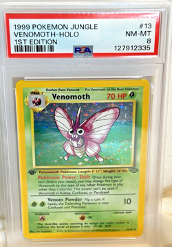 1999 Pokemon Jungle Venomoth Holo 1st Edition PSA 8 - Image 1