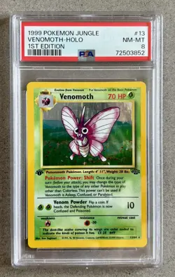 PSA 8 NM MT Pokemon Venomoth 13 Holo 1st Edition Jungle 1999 Rare Low Pop Chase - Image 1