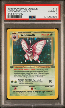 1999 POKEMON JUNGLE #13 VENOMOTH-HOLO 1ST EDITION PSA 8 - Image 1