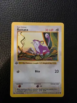 Pokemon TCG Rattata 61/102 Base Set Shadowless 1st Edition Common LP/MP - Image 1