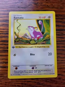Pokemon 1st edition Shadowless Rattata Base Set 61/102 LP - Image 1