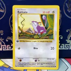 Pokemon TCG Rattata 61/102 Base Set Shadowless 1st Edition Common LP - Image 1