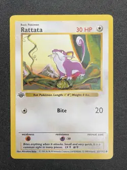 Pokemon 1st Edition Shadowless Base Set Rattata 61/102 *LP* Vintage WOTC - Image 1