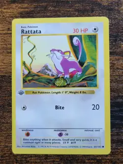 Pokemon Base Set 1st Edition Shadowless Rattata 61/102 LP - Image 1