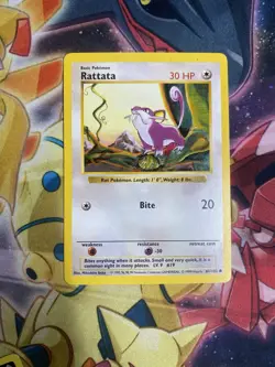 Pokemon Rattata 61/102 Base Set Shadowless Unlimited Common LP - Image 1