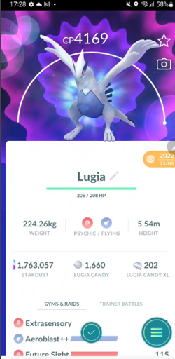 Apex Lugia Level 50 ( Purified when Trade) with Legacy move - Pokemon Go- Lucky - Image 1