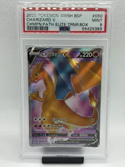 Pokemon 2020 Charizard V SWSH050 Champion's Path ETB BSP Promo Card PSA 9 Mint - Image 1