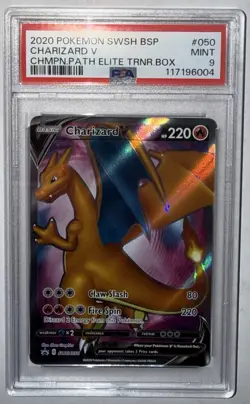 2020 Pokemon Champions Path ETB Charizard V Black Star Promo #SWSH050 PSA 9 Mint - Image 1