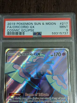 2019 Pokemon Sun & Moon Cosmic Eclipse Oricorio Full Art #217 - PSA 9 MINT - Image 3