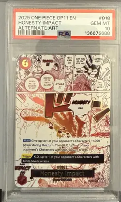 One Piece OP11-018 Honesty Impact Manga Alt Art PSA 10 Gem Mint English - Image 1