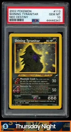 2002 POKEMON NEO DESTINY #113/105 SHINING TYRANITAR HOLO PSA 10 - Image 1