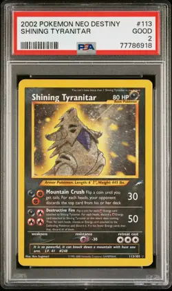 2002 Pokemon Neo Destiny Shining Tyranitar #113 PSA 2 - Image 1