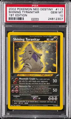 2002 POKEMON NEO DESTINY 1ST ED #113 SHINING TYRANITAR PSA 10 - Image 1