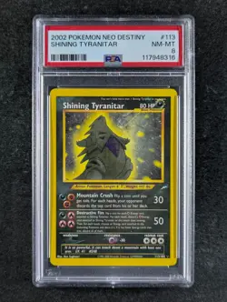 2002 Pokemon SHINING TYRANITAR 113/105 Neo Destiny Secret Rare Holo ENG PSA 8 - Image 1