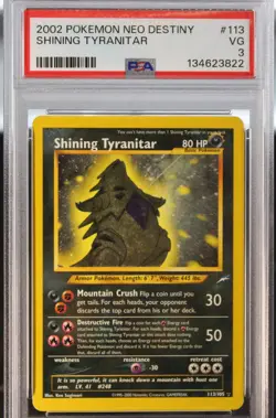 SHINING TYRANITAR PSA 3 2002 POKEMON NEO DESTINY #113 Very Good Status - Image 2