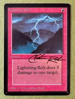 MTG Magic - LIGHTNING BOLT - Limited Edition BETA - SIGNED by Christopher Rush! - Image 1