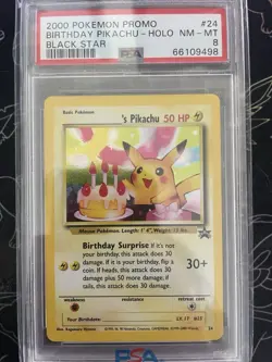 2000 POKEMON PROMO BLACK STAR #24 BIRTHDAY PIKACHU-HOLO PSA 8! - Image 1
