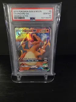 PSA 10 2019 POKEMON SUN & MOON HIDDEN FATES CHARIZARD GX 9 - Image 1