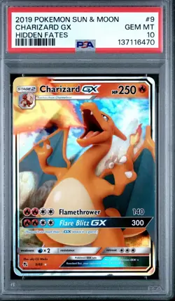 PSA 10 2019 POKEMON SUN & MOON HIDDEN FATES CHARIZARD GX 9 - Image 3