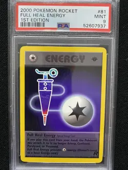 2000 Pokemon Team Rocket 1st Edition Full Heal Energy 81/82 PSA 9 Mint - Image 1