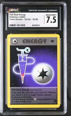 CGC 7.5 Full Heal Energy Team Rocket 1st Edition 81/82 Pokemon Card - Image 1