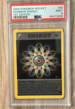 Pokemon Rocket 1st Edition RAINBOW ENERGY NON HOLO 80/82 PSA 9 # 68473990 - Image 1