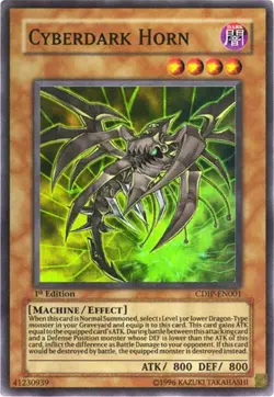 Yu-Gi-Oh Card - CDIP-EN001 - CYBERDARK HORN (super rare holo) [1st Edition] - NM - Image 1