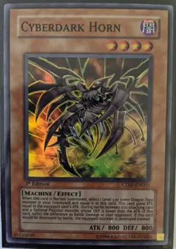YuGiOh Cyberdark Horn Super Rare CDIP-EN001 1st Edition - Image 1