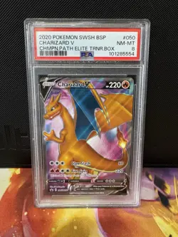 Pokemon Charizard V SWSH050 Champions Path ETB Promo 2020 Holo Card PSA8 NM MT - Image 1