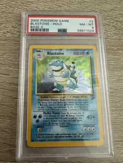 Pokemon Cards Blastoise Base Set 2 Psa 8 Double Swirl Slab With Bonus Gift - Image 1