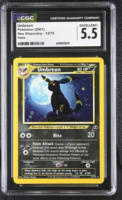 CGC 5.5 Umbreon 13/75 Neo Discovery Holo Rare Pokemon Card - Image 1