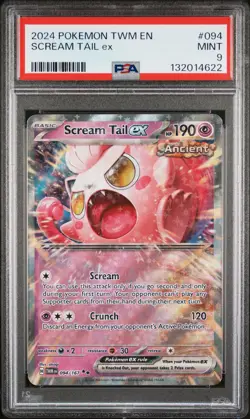 2024 POKEMON TWM EN-TWILIGHT MASQUERADE #094 SCREAM TAIL EX PSA 9 - Image 1