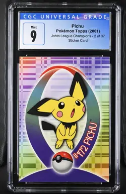 2001 Pokemon TV Johto League Champions #172 Pichu Sticker CGC 9 - Image 1