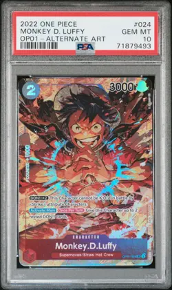 PSA 10 GEM MINT- MONKEY.D.LUFFY Alt Art OP01-024 - One Piece Romance Dawn - Image 1
