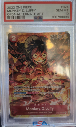 PSA 10 GEM MINT- MONKEY.D.LUFFY Alt Art OP01-024 - One Piece TC Romance Dawn - Image 4