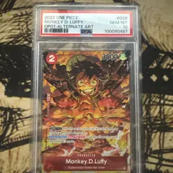 PSA 10 GEM MINT- MONKEY.D.LUFFY Alt Art OP01-024 - One Piece Romance Dawn - Image 1