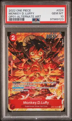 PSA 10 GEM MINT- MONKEY.D.LUFFY Alt Art OP01-024 - One Piece Romance Dawn - Image 1