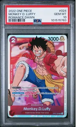 2022 One Piece - Romance Dawn - Monkey D Luffy OP01-024 🔥 PSA 10 GEM MINT - Image 1