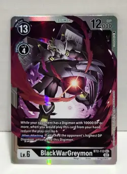 BlackWarGreymon SEC BT2-112 Digimon Trading Card NM - Image 1