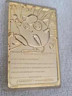 Vintage 1999 Burger King Pokemon 23K Gold Plated Trading Card Jiggly Puff - Image 5