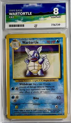 Pokemon TCG Wartortle Card 42/102 Base Set Vintage 1999 WOTC Ace 8 NM-MT - Image 1