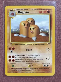 Pokemon TCG Dugtrio Base Set Unlimited Rare Card 19/102 NM / LP Condition - Image 1