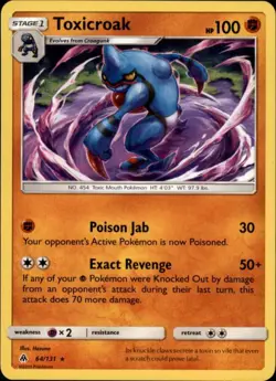 2x (SM06-064) Toxicroak Rare Pokemon Forbidden Light Card # 64 - Image 1