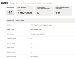 1998 MTG Magic the Gathering Urza's Saga Lotus Blossom Rare BGS 8.5 NM-MT+ - Image 3